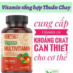 Vitamin Tổng Hợp Deva Vegan - Bổ Sung Vitamin & Khoáng Chất Tăng Cường Sức Đề Kháng, 90 Viên Uống, Dành Cho Người Ăn Chay