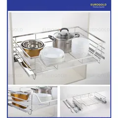 Giá Xoong Nồi Inox 304 Cao Cấp Eurogold Âm Tủ - Bền, Thẩm Mỹ, Chống Ăn Mòn, Khay Hứng Nước Dễ Lau Chùi
