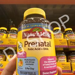 Viên Uống Bổ Sung Vitamin DHA Prenatal Nature Made Mỹ 150 Viên - Hỗ Trợ Sức Khỏe Mẹ Bầu và Phát Triển Thai Nhi