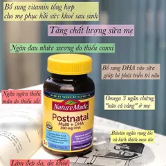 Vitamin Dành Cho Phụ Nữ Sau Sinh Nature Made Postnatal Multi + DHA 200mg 60 Viên, Bổ Sung Dinh Dưỡng Cho Mẹ Và Bé, Hàng Nhập Mỹ