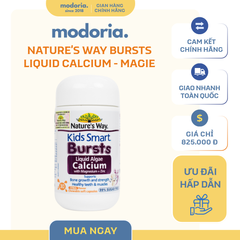 Viên Nhai Bổ Sung Canxi. Magie và Kẽm Nature’s Way Kids Smart Bursts - 30 Viên, Dễ Dùng Cho Trẻ Em Phát Triển Ở Úc