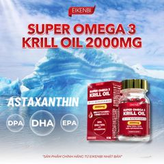 Omega 3 Nhuyễn Thể Nhật Bản Super Krill Oil Eikenbi 2000mg 60 Viên - Bổ Não, Tăng Cường Trí Nhớ, Hỗ Trợ Tim Mạch, Sáng Mắt