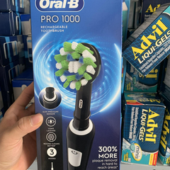 Bàn chải điện Oral-B Pro 1000 - Bàn chải đánh răng sạc, cảm biến áp suất & bộ hẹn giờ thông minh - Chăm sóc sức khỏe răng miệng hiệu quả