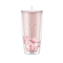 Ly Nhựa 2 Lớp Cherry Blossom Kèm Ống Hút LocknLock 750ML - HAP509 - Hồng