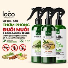 Xịt Thơm Phòng Tinh Dầu The Loco - Hương Sả Chanh, Cam Quế, Nhài, Oải Hương Đuổi Muỗi, Khử Mùi Tự Nhiên 260ml