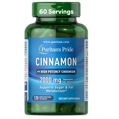 Viên Uống Hỗ Trợ Đường Huyết Puritan's Pride Cinnamon 2000mg - 120 Viên Bổ Sung Chiết Xuất Quế Từ Mỹ