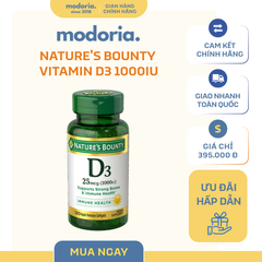 Viên Uống Bổ Sung Vitamin D3 Nature’s Bounty 1000IU - 120 Viên Dinh Dưỡng Hỗ Trợ Sức Khỏe, Tiện Dùng Mỹ