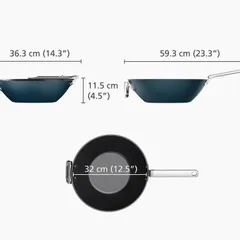 Chảo Sâu Lòng Joseph Joseph 45048 Space Blue Wok 32cm - Chất Liệu Chuyên Nghiệp, Chống Dính An Toàn, Dùng Cho Bếp Từ, Tiết Kiệm Không Gian