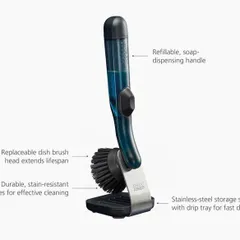 Bàn Chải Rửa Chén Joseph Joseph Sinktech 6500019 - Có Ngăn Chứa Xà Phòng và Chân Đế Bằng Thép Không Gỉ, Thiết Kế Thông Minh