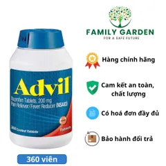 Viên uống giảm đau hạ sốt Advil 200mg Mỹ - Hỗ trợ giảm đau nhanh, hạ sốt cho người lớn và trẻ em trên 12 tuổi - 360 viên