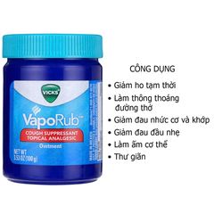 Dầu Bôi Ấm Ngực Vicks VapoRub - Giảm Ho và Nghẹt Mũi cho Trẻ Em và Người Lớn, Hỗ Trợ Giấc Ngủ Ngon 484222