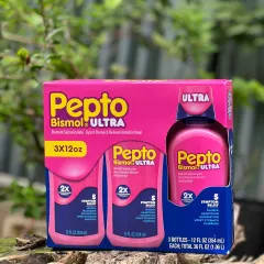 Pepto Bismol Ultra Liquid - Hỗ trợ giảm trào ngược dạ dày, loét dạ dày, ợ nóng, đầy hơi, tiêu chảy - Sản phẩm tiêu hóa cho người lớn và trẻ em trên 12 tuổi