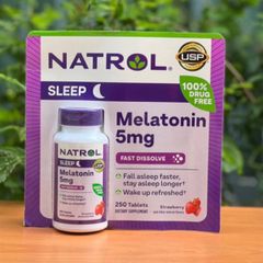 Viên Ngậm Hỗ Trợ Ngủ Ngon Natrol Melatonin 5mg - Giúp Ngủ Sâu, Thư Giãn, 250 Viên Hàng Mỹ