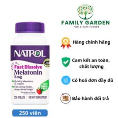 Viên Ngậm Hỗ Trợ Ngủ Ngon Natrol Melatonin 5mg - Giúp Ngủ Sâu, Thư Giãn, 250 Viên Hàng Mỹ