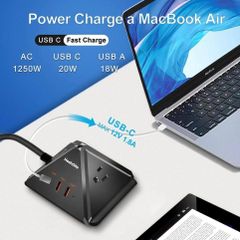 Ổ Cắm Điện Đa Năng HeahGite GL202007 - Thiết Kế Kim Tự Tháp Độc Đáo, 3 Ổ Cắm AC, 3 Cổng Sạc USB Nhanh, Bảo Vệ Quá Tải, Dài 2.4m