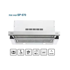 Máy hút mùi âm tủ SPELIER - SP670 - Thiết kế mặt inox sang trọng  – Khử mùi bằng than hoạt tính và ống thoát ra ngoài