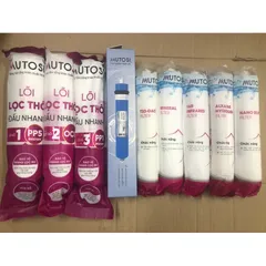 Bộ 9 Lõi Lọc Nước MUTOSI Chính Hãng - Thay Thế Model MP390U, Bao Gồm Lõi Đúc, RO, T33-Gac, Alkaline Hydrogen, Nano Silver