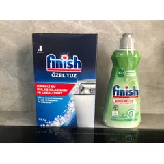 Combo Muối Rửa Bát 1.2Kg & Nước Làm Bóng 400ML Hiệu Finish - Chuyên Dùng Cho Máy Rửa Chén Chính Hãng Từ EU