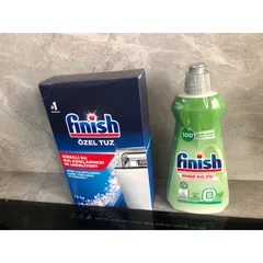 Combo Muối Rửa Bát 1.2Kg & Nước Làm Bóng 400ML Hiệu Finish - Chuyên Dùng Cho Máy Rửa Chén Chính Hãng Từ EU