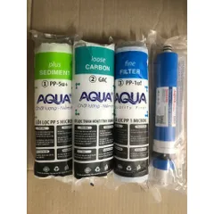 Bộ 4 Lõi Lọc AQUA Chính Hãng - Thay Thế Máy Lọc Nước RO, Lọc Tạp Chất và Kim Loại Nặng, Nước Uống Tinh Khiết