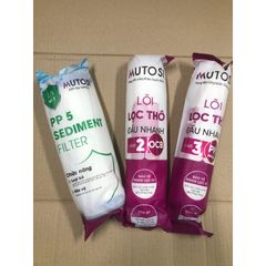 Bộ 3 Lõi Lọc Nước MUTOSI - Lõi PP5, OCB-GAC, PP1 - Thay thế cho máy lọc Mutosi MP-S1013 - Hàng chính hãng