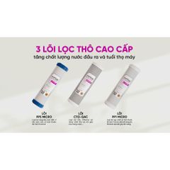 Bộ 3 Lõi Lọc Nước MUTOSI - Lõi PP 5 Micron, Lõi Than Nén CTO, Lõi PP 1 Micron - Thay thế cho Máy MP-290SK, MP-S99 Chính Hãng