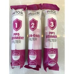 Bộ 3 Lõi Lọc Nước 123 MUTOSI Đúc Liền Chính Hãng - Bảo Vệ Màng RO & Loại Bỏ Tạp Chất, Clo, Mùi Vị Lạ Trong Nước