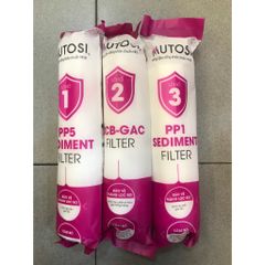 Bộ 3 Lõi Lọc Nước 123 MUTOSI Đúc Liền Chính Hãng - Bảo Vệ Màng RO & Loại Bỏ Tạp Chất, Clo, Mùi Vị Lạ Trong Nước