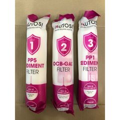 Bộ 3 Lõi Lọc Nước 123 MUTOSI Đúc Liền Chính Hãng - Bảo Vệ Màng RO & Loại Bỏ Tạp Chất, Clo, Mùi Vị Lạ Trong Nước