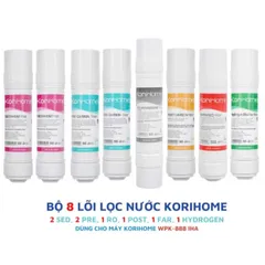 Bộ 8 Lõi Lọc Nước KORIHOME WPK-888IHA - Chính Hãng, Bao Gồm Lõi Sediment, Pre Carbon, RO, Post Carbon, Hydrogen Alkaline, Infrared