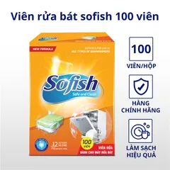 Viên Rửa Bát Sofish Hộp 100 Viên - Sạch Chuyên Dụng Cho Máy Rửa Chén, Hiệu Quả Nhanh Chóng, Không Mùi, An Toàn Khi Sử Dụng