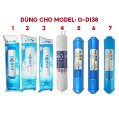 Combo 7 Lõi Lọc Karofi Chính Hãng Dùng Cho Máy O-D138 - Lõi PP, Than Hoạt Tính, RO, Nano Bạc, Lõi Khoáng Tự Nhiên Chất Lượng Cao