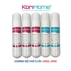 Bộ 5 Lõi Lọc Thô KORIHOME Chính Hãng - 3 Lõi Sediment & 2 Lõi Pre Carbon - Thay Thế Cho Máy Lọc Nước WPK-G61, G62