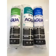 Bộ 3 Lõi Lọc Nước AQUA 123 Chính Hãng - Thay Thế Máy Lọc RO - Lõi PP 5 Micron, GAC Than Hoạt Tính, PP 1 Micron