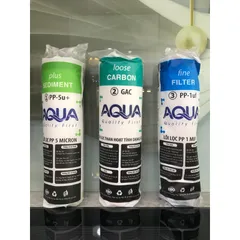 Bộ 3 Lõi Lọc Nước AQUA 123 Chính Hãng - Thay Thế Máy Lọc RO - Lõi PP 5 Micron, GAC Than Hoạt Tính, PP 1 Micron