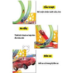 Bộ Đồ Chơi Đường Ray Ô Tô Khủng Long Vòng Xoắn 32 PCS - Kèm 4 Xe Hợp Kim, Phát Triển Tư Duy Cho Bé Yêu Thích Khám Phá Thế Giới Khủng Long