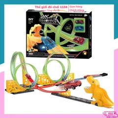 Bộ Đồ Chơi Đường Ray Ô Tô Khủng Long Vòng Xoắn 32 PCS - Kèm 4 Xe Hợp Kim, Phát Triển Tư Duy Cho Bé Yêu Thích Khám Phá Thế Giới Khủng Long