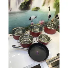 [Giảm giá] Bộ nồi nấu từ CARDINAL - Chất liệu được làm từ Inox 304, chống bỏng, sơn màu đỏ, an toàn cho người sử dụng