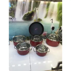 [Giảm giá] Bộ nồi nấu từ CARDINAL - Chất liệu được làm từ Inox 304, chống bỏng, sơn màu đỏ, an toàn cho người sử dụng
