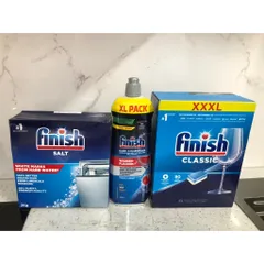 COMBO 3 Sản Phẩm FINISH [Hộp 90 Viên + Muối 2Kg + Nước Bóng 800ML] - Hàng chính hãng - Chuyên dùng cho các loại máy rửa