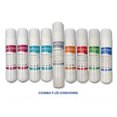 Bộ 9 Lõi Lọc Nước KORIHOME Chính Hãng - Thay Thế Cho Máy Lọc WPK-915, Bao Gồm Sediment, Pre Carbon, RO, Post Carbon, Hydrogen Alkaline, Nano Silver