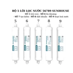 Bộ 5 Lõi Lọc Nước SUNHOUSE - Than Hoạt Tính, Đá Khoáng, Tạo Kiềm, Hydro, Nano Bạc - Sức Khỏe An Toàn Cho Gia Đình