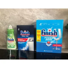 Bộ 3 Sản Phẩm FINISH - Viên Rửa Bát 100 Viên, Muối Rửa 1,2 KG, Nước Bóng 400ML - Dụng Cụ Vệ Sinh Chén Đĩa Hàng Chính Hãng