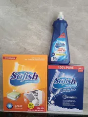 Combo Bộ Sản Phẩm SOFISH: Viên Rửa Bát 120 Viên, Muối Rửa Bát 1,6Kg, Nước Làm Bóng 500ML - Hàng Chính Hãng Chuyên Dùng Cho Máy Rửa Chén