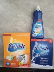 Combo Bộ Sản Phẩm SOFISH: Viên Rửa Bát 120 Viên, Muối Rửa Bát 1,6Kg, Nước Làm Bóng 500ML - Hàng Chính Hãng Chuyên Dùng Cho Máy Rửa Chén