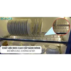 Kệ Chén Cố Định Tủ Trên Ecalite Inox 304 - Thiết Kế Hiện Đại, 2 Tầng Tiện Lợi, Có Khay Hứng Nước, An Toàn Cho Sức Khỏe