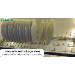 Kệ Chén Cố Định Tủ Trên Ecalite Inox 304 - Thiết Kế Hiện Đại, 2 Tầng Tiện Lợi, Có Khay Hứng Nước, An Toàn Cho Sức Khỏe