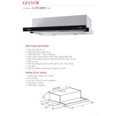 Máy Hút Mùi Canzy CZ H1470AT - Thiết Kế Kính Đen Sang Trọng, Công Suất 750m3/h, Chống Ồn, Bảo Hành 36 Tháng