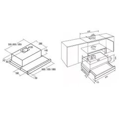 Máy hút mùi âm tủ Canzy CZ-516I 60cm - Công suất 750m³/h, Độ ồn 48dB, Hàng chính hãng, Thiết kế thông minh, Bảo hành 36 tháng