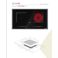 Bếp Điện Từ Canzy CZ ML757IH 2 Vùng - Hồng Ngoại & Từ, Công Suất Cao, An Toàn, Nhập Khẩu Chính Hãng Malaysia